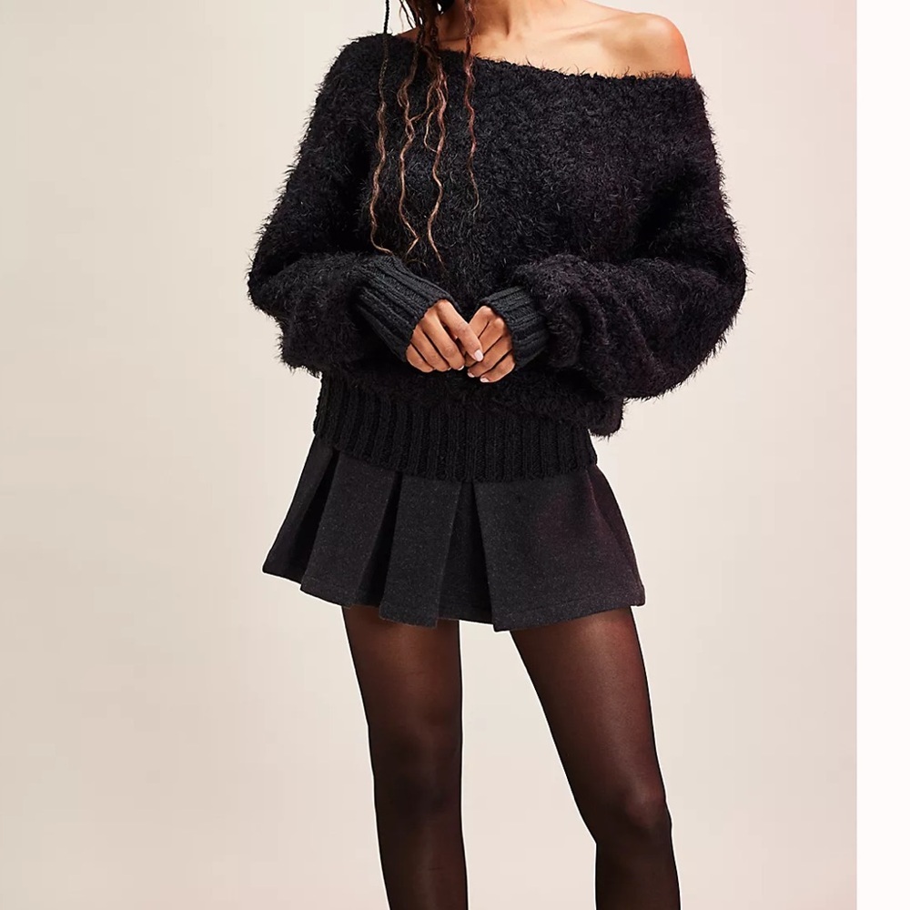 Free People Black Fuzzy Sweater size M